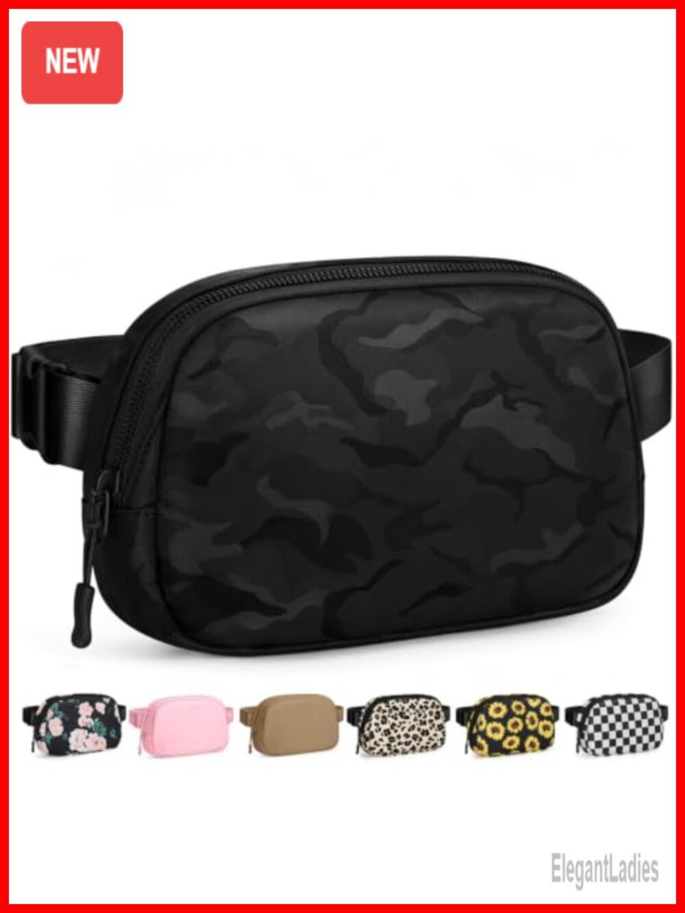 Fanny Pack Crossbody Belt Bag Water Resistant Polyester Adjustable Strap Zipper